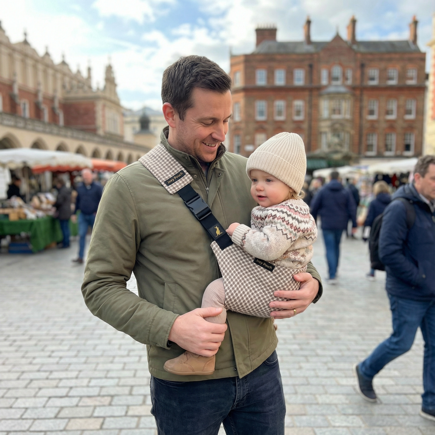 Beige Houndstooth Sleek Baby Side Sling Carrier