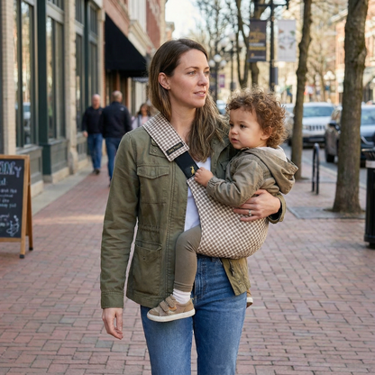 Beige Houndstooth Sleek Baby Side Sling Carrier